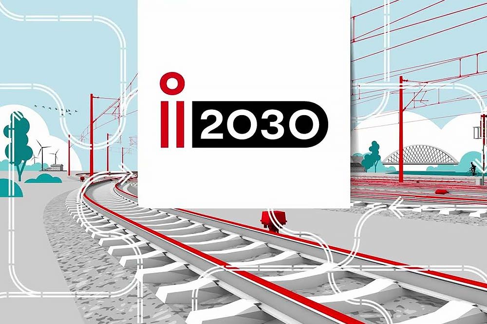 Luftaufnahme der S-Bahn-Infrastruktur Berlin im Rahmen des i2030-Programms – Erweiterung der Bahnsteigkanten Westend und Halensee sowie Weichentrapez Westkreuz
