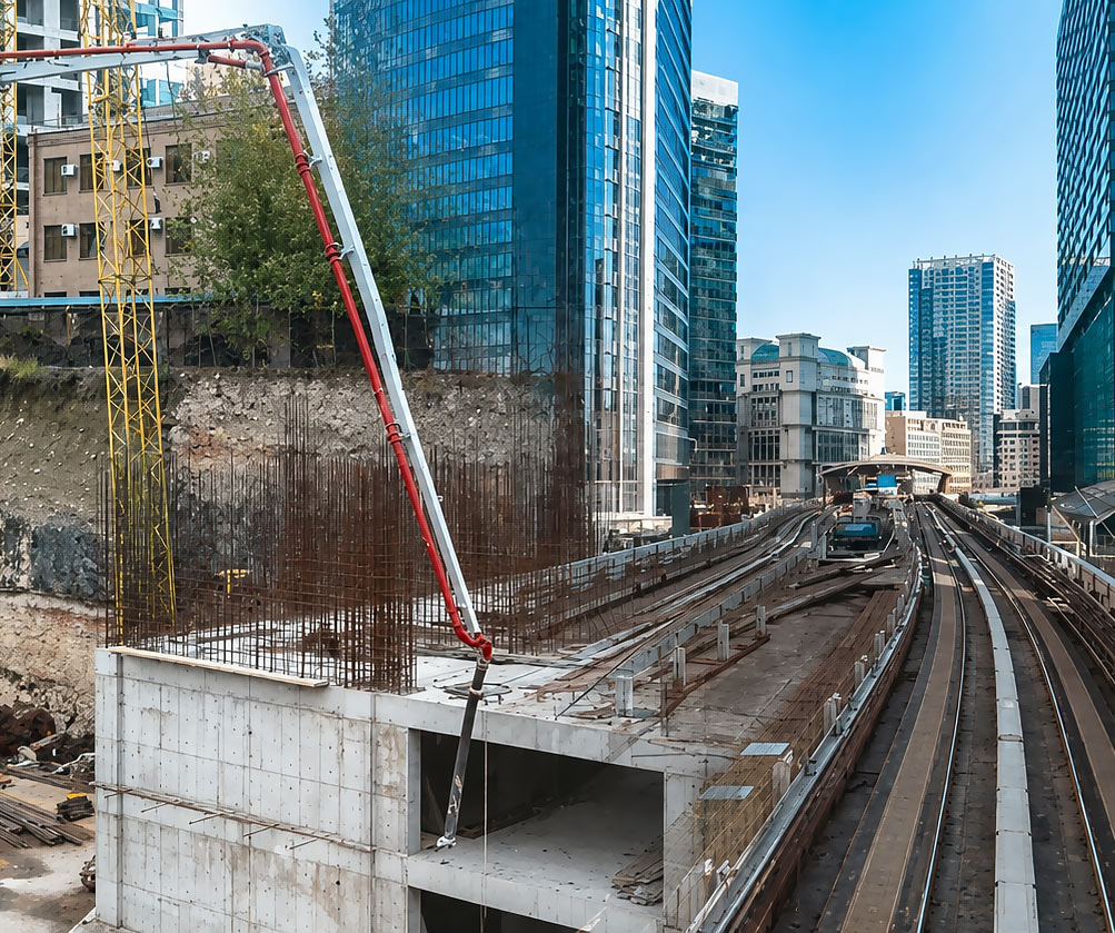 Baustelle eines urbanen Infrastrukturprojekts mit Bahnstrecke, Bauüberwachung und Projektmanagement durch SAM Engineering